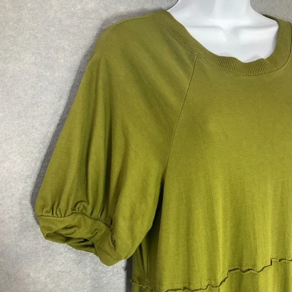 Free People FB Beach Maxi Dress Womens Sz L Green Puff Sleeve Brentwood Flowy - Picture 7 of 13